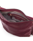 Carol Ann slouchy leather shoulder bag, burgundy, inside