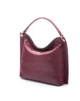 Carol Ann slouchy leather shoulder bag, burgundy, side