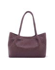 Woven leather slouchy bag, burgundy