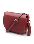 Leather saddle bag, burgundy, side view