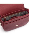 Leather saddle bag, burgundy, inside