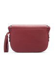 Leather saddle bag, burgundy, back