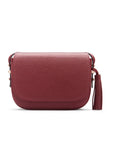 Leather saddle bag, burgundy, front