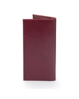 Tall leather wallet with 8 card slots, burgundy, back