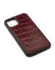 iPhone 11 Pro Max protective leather back cover, burgundy croc, back