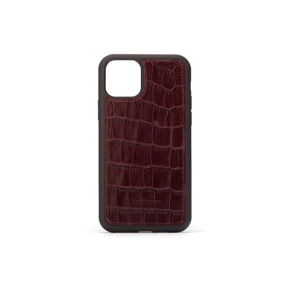 Burgundy Croc iPhone 11 Pro Max Protective Leather Cover