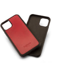 iPhone 11 Pro Max protective leather back cover, burgundy croc, front and back views