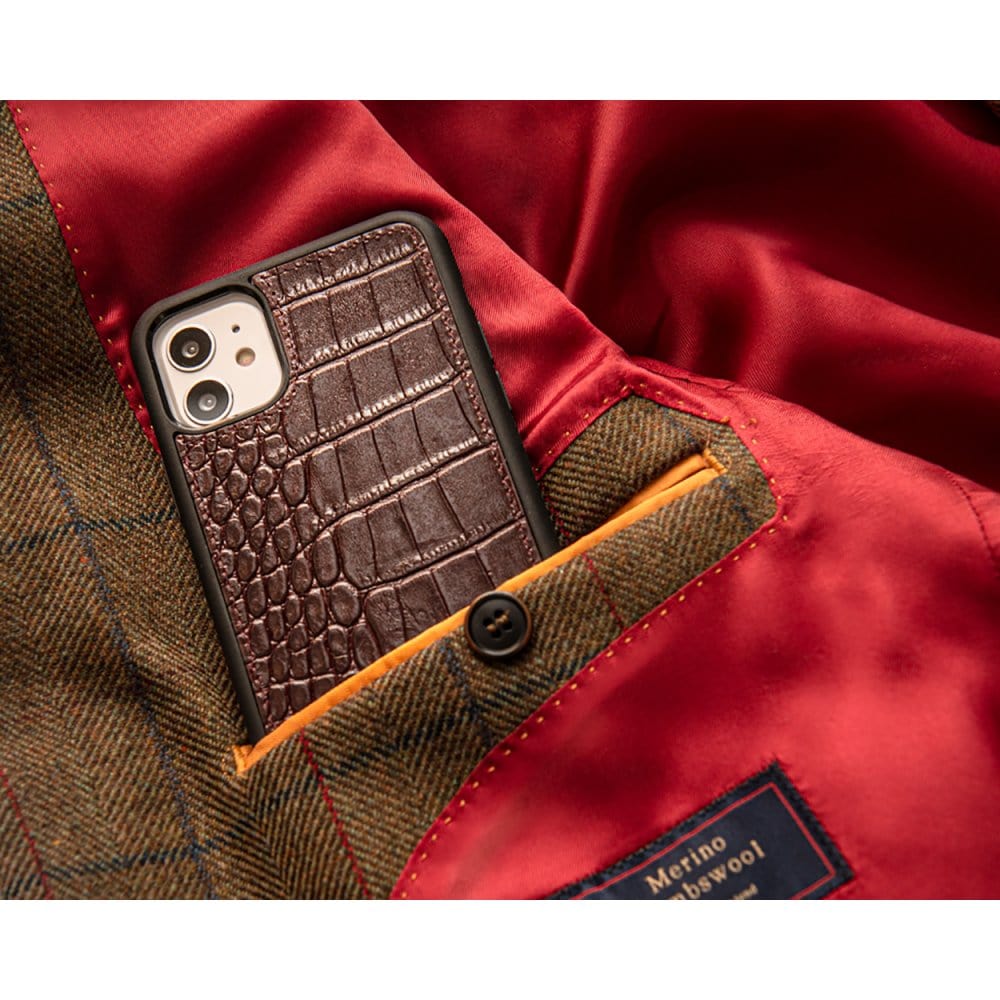 Burgundy Croc iPhone 11 Protective Leather Cover