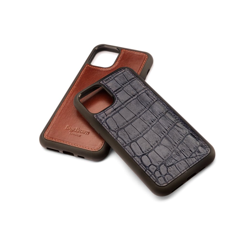 iPhone 11 protective leather back cover, burgundy croc, colour variations available