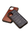 iPhone 11 protective leather back cover, burgundy croc, colour variations available