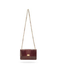 Leather chain bag, burgundy croc, chain strap