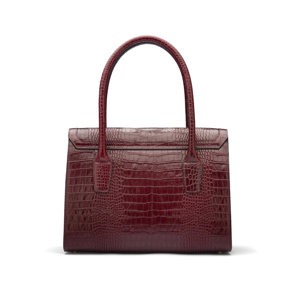 Large leather Morgan bag, burgundy croc, back view