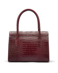 Large leather Morgan bag, burgundy croc, back view