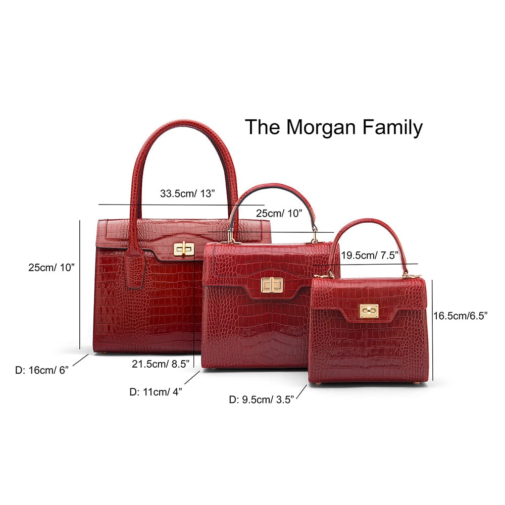 Large Leather Morgan Bag - Burgundy Croc