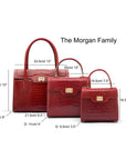 Large Leather Morgan Bag - Burgundy Croc