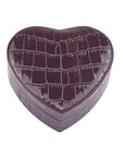 Leather heart shaped jewellery box, burgundy croc, front