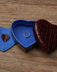 Leather heart shaped jewellery box, burgundy croc, lifestyle