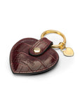 Leather heart shaped key ring, burgundy croc, back