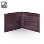 RFID leather wallet for men, burgundy croc, open view