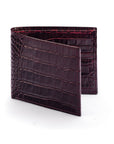 RFID leather wallet for men, burgundy croc, front view