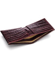 RFID leather wallet for men, burgundy croc, inside view