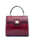 Leather signature Morgan bag, burgundy croc, front view