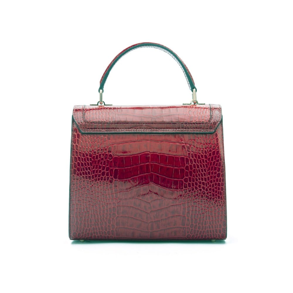 Leather signature Morgan bag, burgundy croc, back view