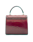 Leather signature Morgan bag, burgundy croc, back view