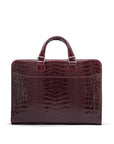 Leather 13" laptop bag, burgundy croc, front