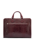 Leather 13" laptop bag, burgundy croc, back