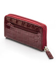 Leather zip around key case, burgundy croc, back