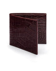 Men's leather billfold wallet, burgundy croc, front