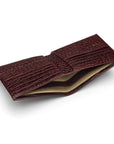 Men's leather billfold wallet, burgundy croc, inside