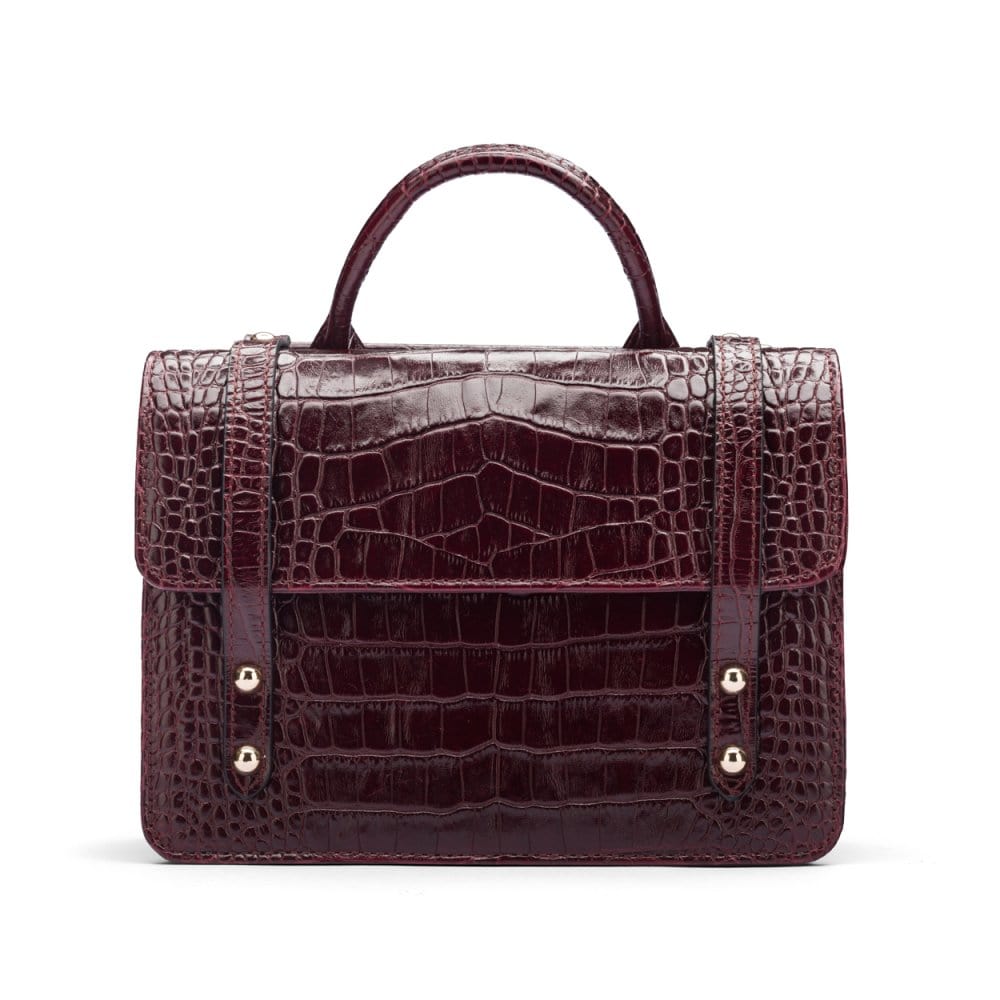 Mini top handle Harmony music bag, burgundy croc, front view