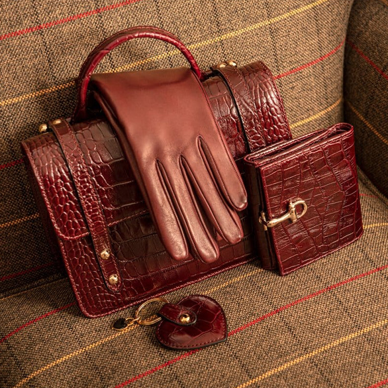 Mini top handle Harmony music bag, burgundy croc, lifestyle
