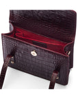 Mini top handle Harmony music bag, burgundy croc, inside view