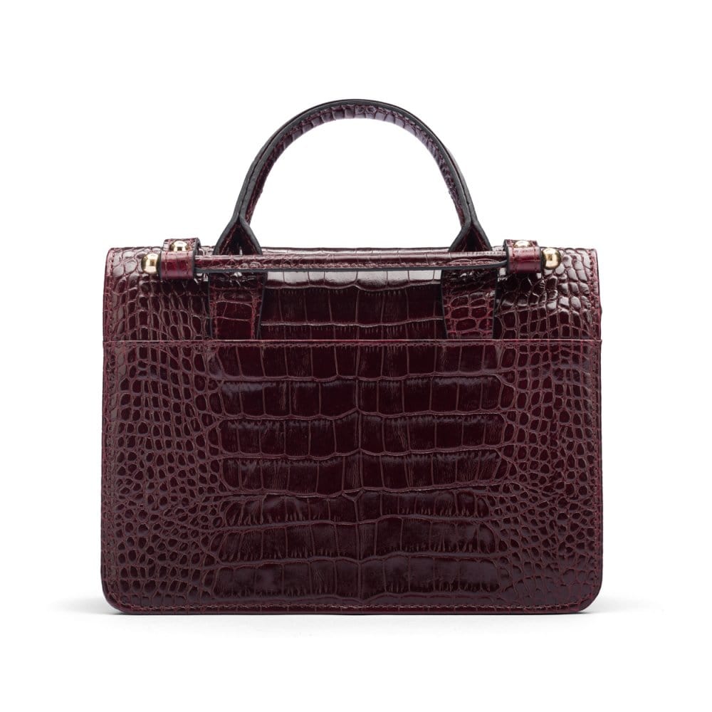 Mini top handle Harmony music bag, burgundy croc, back view