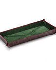 Rectangular valet tray, burgundy croc with green