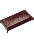 Rectangular valet tray, burgundy croc with green, base