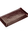 Rectangular valet tray, burgundy croc with green, flat base