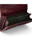 Small leather concertina purse, burgundy croc, inside