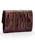 Small leather concertina purse, burgundy croc, back