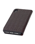 iPhone XS Max wallet case, burgundy croc, base