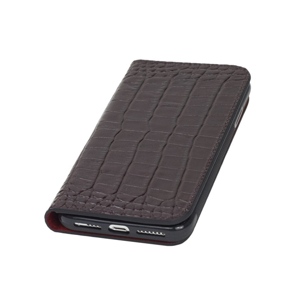 Burgundy Croc With Red iPhone XS Max Wallet Case