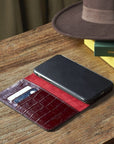 iPhone XS Max wallet case, burgundy croc, lifestyle