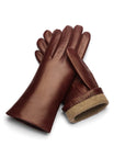 Cashmere lined leather gloves ladies, burgundy