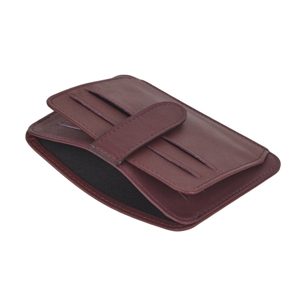 Burgundy Flat Credit Card Holder With 2 ID Windows, 4CC