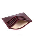 Flat leather 8 credit card wallet, burgundy, inside