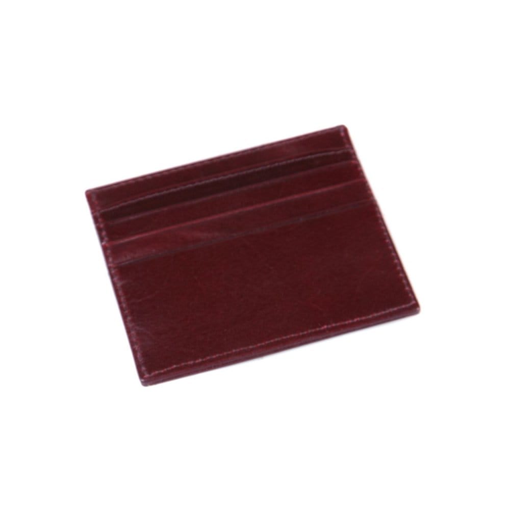 Flat leather 8 credit card wallet, burgundy, front