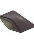 Burgundy Saffiano Flat Leather Credit Card Case With RFID Blocking Lining